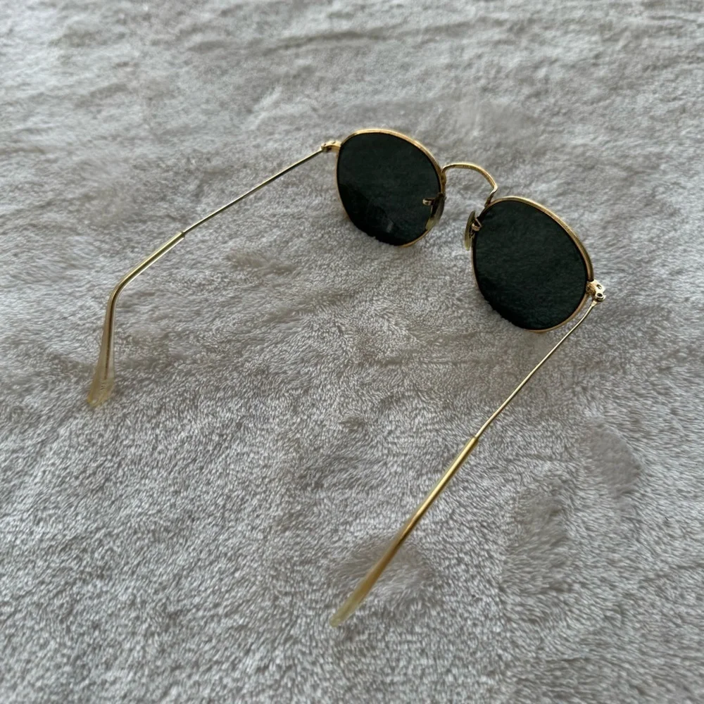 Antique 1950s B&L Ray-Ban Gold Toned Round Metal Sunglasses